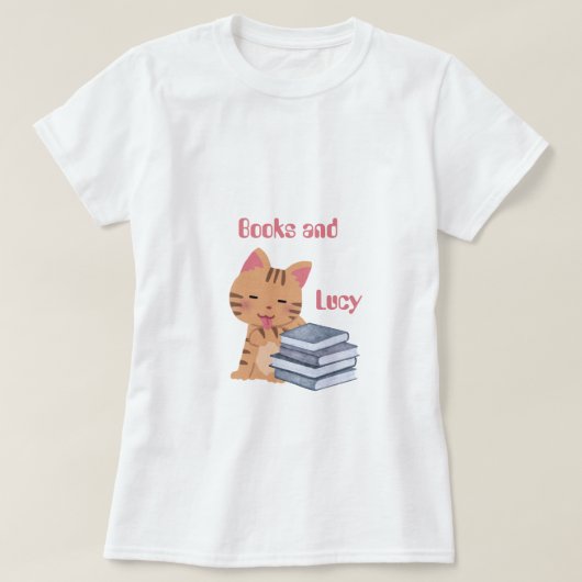 Personalisierte Bücher und meine Katze T-Shirt (Design vorne)