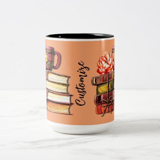Personalisierte Bücher und Teepeach Zweifarbige Tasse (Mittel)
