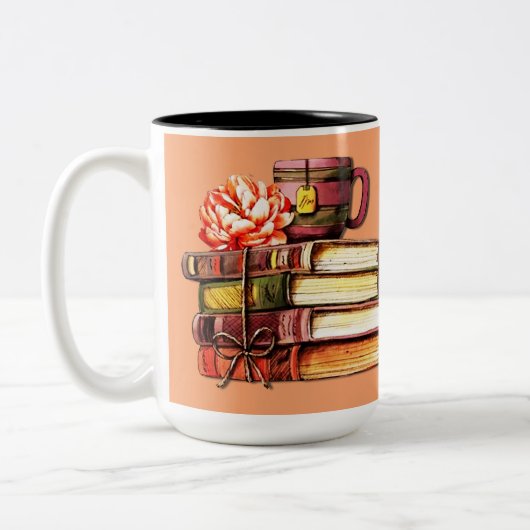 Personalisierte Bücher und Teepeach Zweifarbige Tasse (Links)