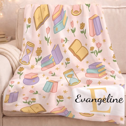 Personalisierte Buchmagie Pastell Mädchen Name Ros Fleecedecke