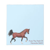 Personalisierte Bucht Trotting Arabian Horse Art N Notizblock (Vorderseite)