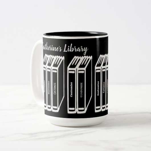 Personalisierte Buchtitel Schwarz Zweifarbige Tasse (Vorderseite Links)