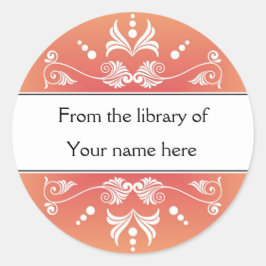 Personalisierte Buchzeichen - Farbige Schnörkel Runder Aufkleber