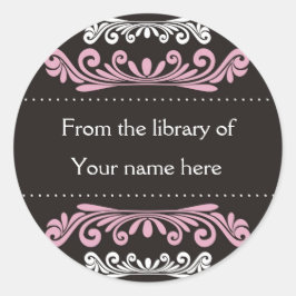 Personalisierte Buchzeichen - Farbige Schnörkel Runder Aufkleber