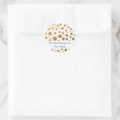 Personalisierte Buchzeichen | Gold Glitzer Dots Runder Aufkleber (Tasche)