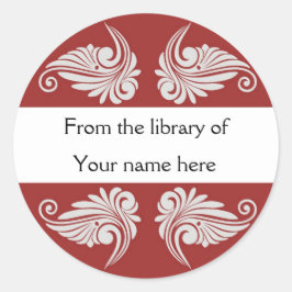 PERSONALISIERTE BUCHZEICHEN - SCHNÖRKEL RUNDER AUFKLEBER