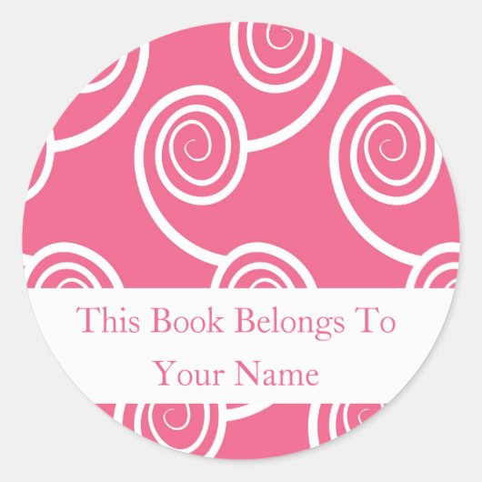 Personalisierte Buchzeichen - weißer Swirbel auf r Runder Aufkleber (Vorderseite)
