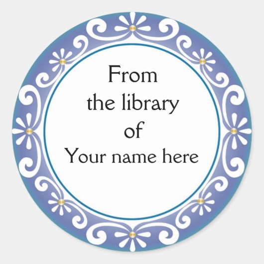 Personalisierte Buchzeichen - Weißer Wirbel Runder Aufkleber (Vorderseite)
