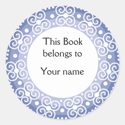 Personalisierte Buchzeichen: Wirbel & Punkte Runder Aufkleber (Vorderseite)