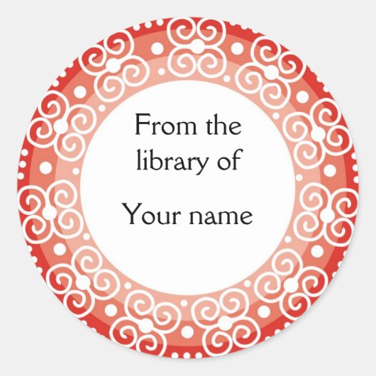 Personalisierte Buchzeichen: Wirbel & Punkte Runder Aufkleber (Vorderseite)