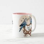 Personalisierte Budgie Couple Heart Rope Tasse (VorderseiteRechts)