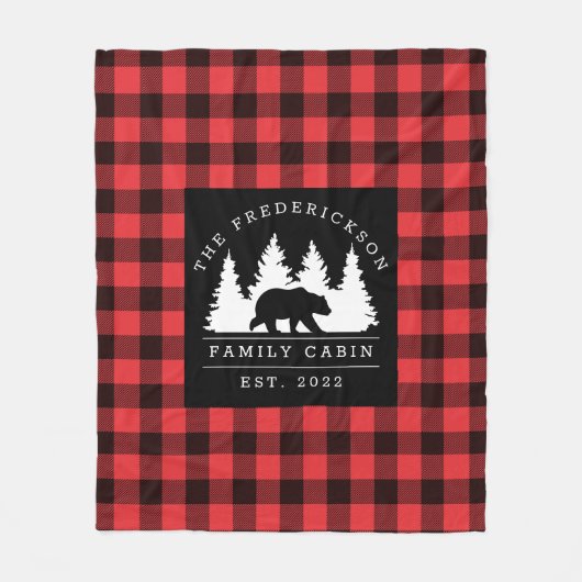Personalisierte Büffalo Kariert Bärenwaldhütte Fleecedecke (Vorderseite)