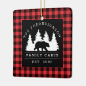 Personalisierte Büffalo Kariert Bärenwaldhütte Keramikornament (Links)