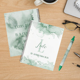 Personalisierte Bujo Green Watercolor Affirmations Notizblock