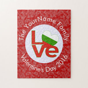 Personalisierte bulgarische rote LOVE-Flagge  Puzzle