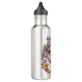 Personalisierte Bulldog und Whimsikäre Blume Edelstahlflasche (Links)