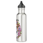Personalisierte Bulldog und Whimsikäre Blume Edelstahlflasche (Rechts)