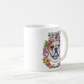 Personalisierte Bulldog und Whimsikäre Blume Kaffeetasse (VorderseiteRechts)