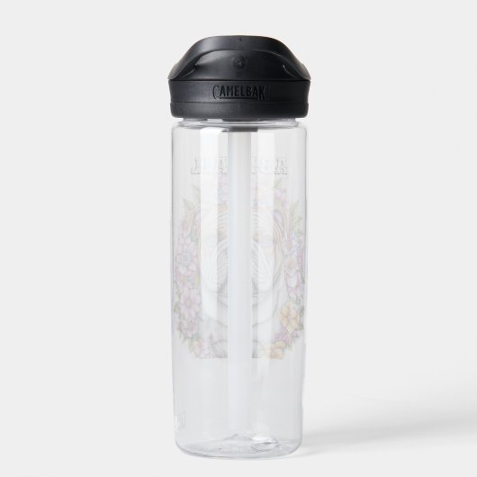 Personalisierte Bulldog und Whimsikäre Blume Trinkflasche (Rückseite)