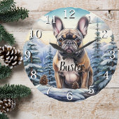 Personalisierte Bulldog-Winter-Wall-Uhr Uhr