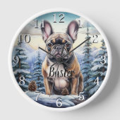 Personalisierte Bulldog-Winter-Wall-Uhr Uhr (Vorderseite)