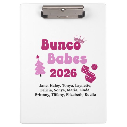 Personalisierte Bunco-Babe Klemmbrett (Vorderseite)