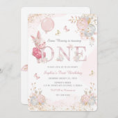 Personalisierte Bunny First Birthday Einladung (Vorne/Hinten)