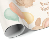 Personalisierte Bunny & Pastel Balloons - Niedlich Geschenkpapier (Rolleneckpunkt)