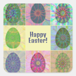 Personalisierte bunte Fun Art Ostereier Sammlung Quadratischer Aufkleber