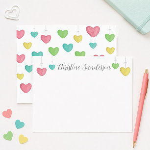 Personalisierte bunte Herzen Notizkarte Mitteilungskarte