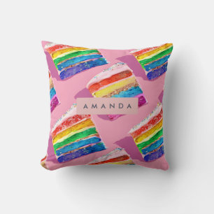 Personalisierte bunte Regenbogentorte Scheibe Kissen