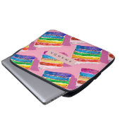 Personalisierte bunte Regenbogentorte-Schnitte Laptopschutzhülle (Vorne Knopf)