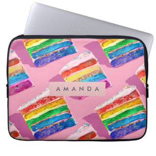 Personalisierte bunte Regenbogentorte-Schnitte Laptopschutzhülle