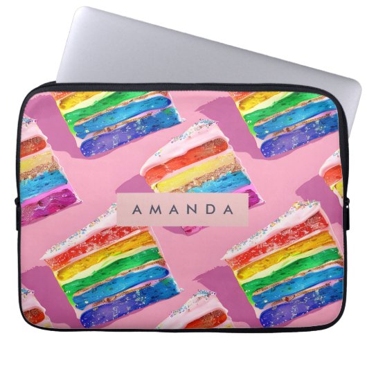 Personalisierte bunte Regenbogentorte-Schnitte Laptopschutzhülle (Vorderseite)