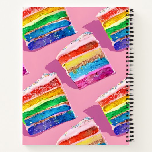 Personalisierte bunte Regenbogentorte-Schnitte Notizblock (Rückseite)