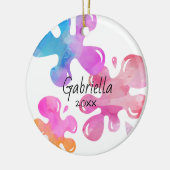 Personalisierte bunte Schlamm-Weihnachtsverzierung Keramik Ornament (Links)