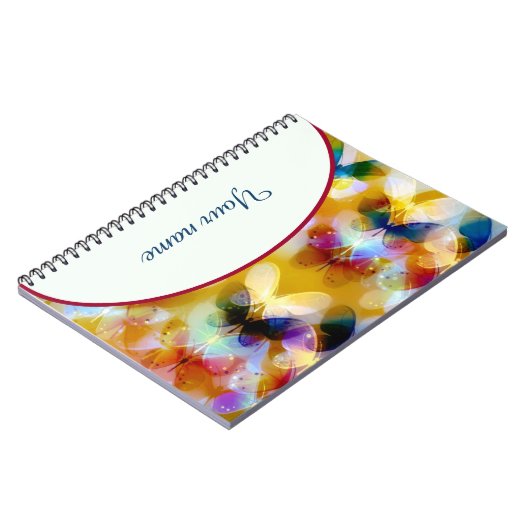 Personalisierte, bunte Schmetterlinge Notizblock (Linke Seite)