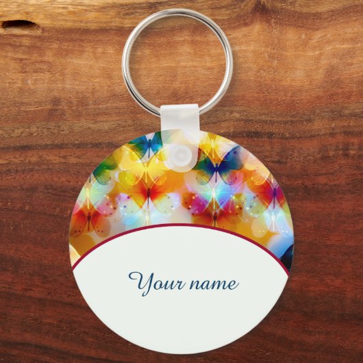 Personalisierte, bunte Schmetterlinge Schlüsselanhänger (Vorderseite)