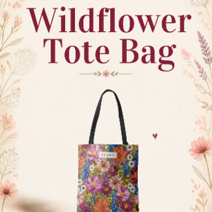 Personalisierte Bunte Wildblumen Blumen-Tasche Tasche