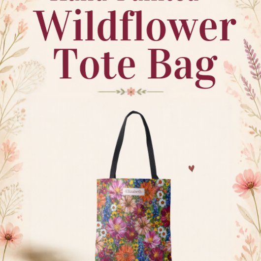 Personalisierte Bunte Wildblumen Blumen-Tasche Tasche