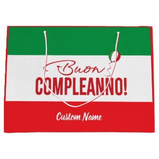 Personalisierte Buon Compleanno Italienische Flagg Große Geschenktüte