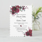 Personalisierte Burgund und Schwarze Hochzeit Einladung (Stehend Vorderseite)