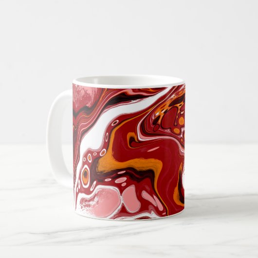 Personalisierte Burgund White Digital Fluid Art Kaffeetasse (Vorderseite Links)