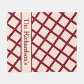 Personalisierte Burgunder-Creme-Gitterstruktur Ele Fleecedecke (Vorderseite (Horizontal))