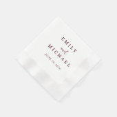 Personalisierte Burgunder Hochzeit Moderne Eleganz Serviette (Ecke)