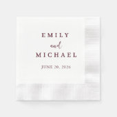 Personalisierte Burgunder Hochzeit Moderne Eleganz Serviette (Vorderseite)