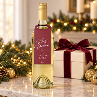 Personalisierte Burgunder-Weihnachtsflasche Flaschenanhänger