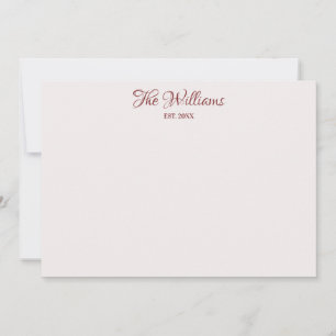 Personalisierte burgunderrote elegante Kalligrafie Mitteilungskarte