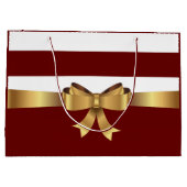 Personalisierte Burgundy Bold Stripes Golden BOW Große Geschenktüte (Rückseite)