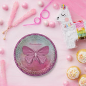Personalisierte Burgundy Butterfly Party Paper Tel Pappteller (Party)